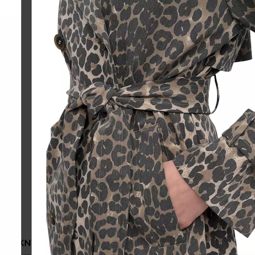 DKNY Leopard Print Trench Coat - Picture 3 of 7